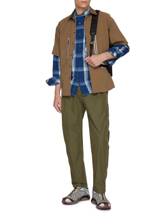 Figure View - Click To Enlarge - AND WANDER - Indigo Checked Cotton Blend Shirt