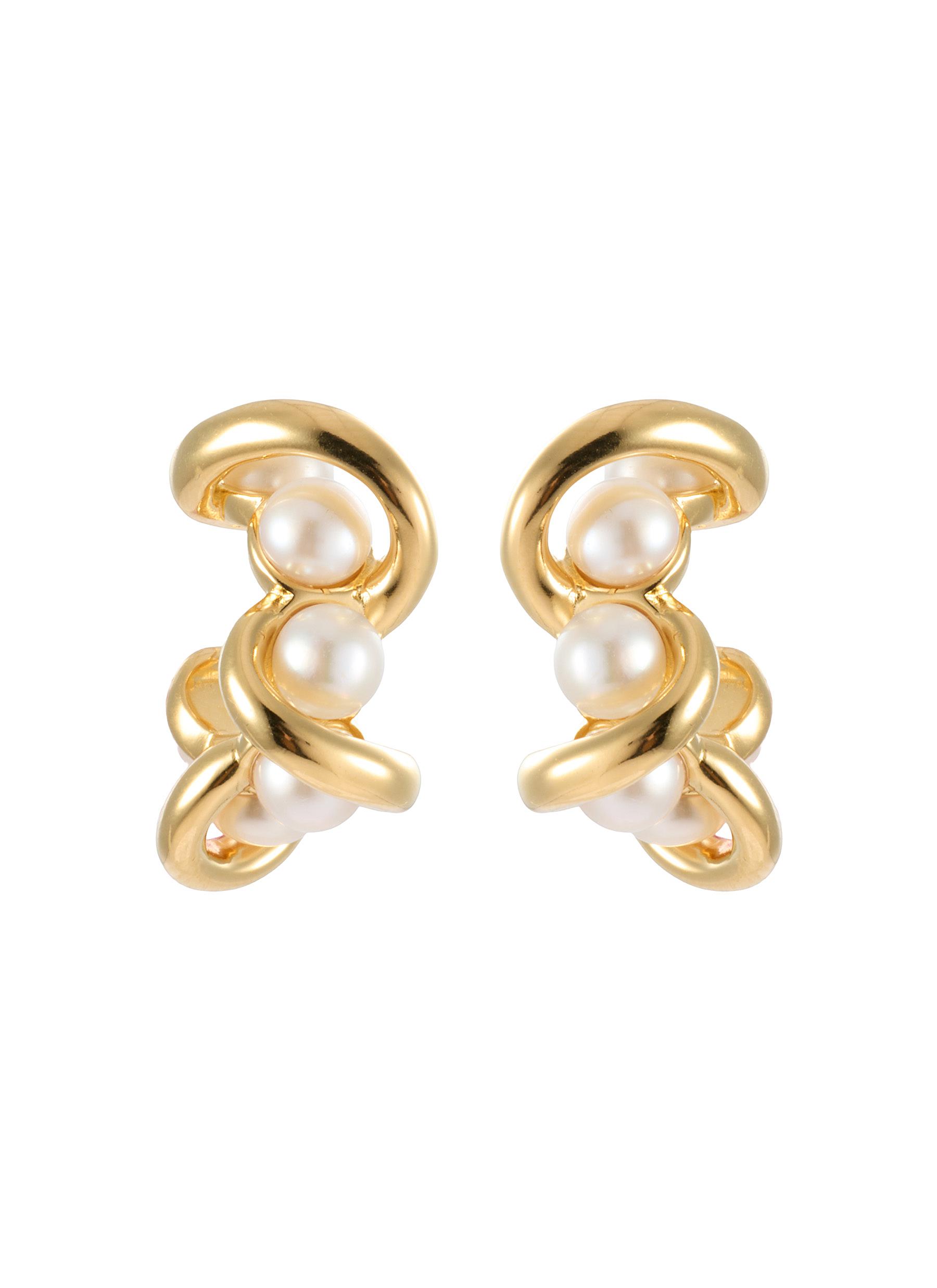 MISSOMA | Molten Pearl Twisted Double Hoop Earrings | Women | Lane