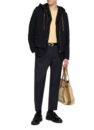 Figure View - Click To Enlarge - COMME DES GARÇONS SHIRT - Oversized Logo Hem Printed Cotton Jersey T-Shirt
