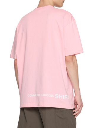 Back View - Click To Enlarge - COMME DES GARÇONS SHIRT - Oversized Logo Hem Printed Cotton Jersey T-Shirt