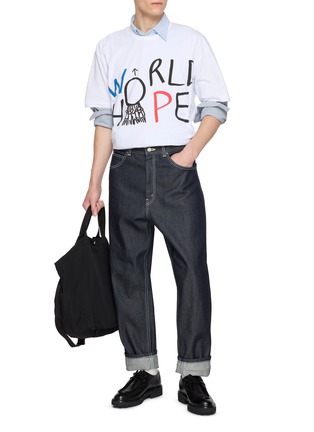 Figure View - Click To Enlarge - COMME DES GARÇONS SHIRT - World Hope Printed Cotton T-Shirt
