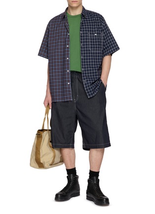 Figure View - Click To Enlarge - COMME DES GARÇONS SHIRT - Oversized Logo Hem Printed Cotton Jersey T-Shirt