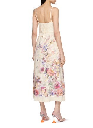 Back View - Click To Enlarge - ZIMMERMANN - Alchemy Floral Linen Midi Dress