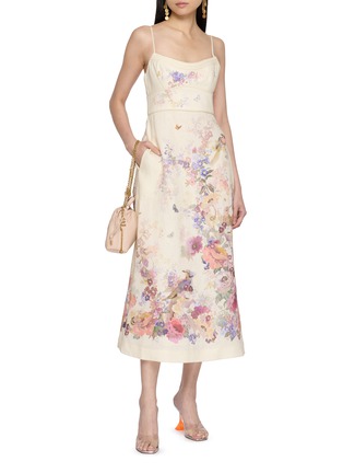 Figure View - Click To Enlarge - ZIMMERMANN - Alchemy Floral Linen Midi Dress