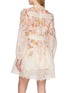 Back View - Click To Enlarge - ZIMMERMANN - Luna Lace Trim Floral Linen Silk Lantern Dress