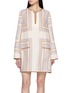 ZIMMERMANN Tunic V-Neck Gold Chain Linen Mini Dress