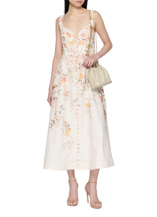 Figure View - Click To Enlarge - ZIMMERMANN - Luna Buttoned Linen Midi Dress