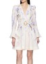 ZIMMERMANN Luna Plunge Gathered Sleeve Linen Mini Dress