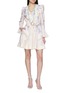 Figure View - Click To Enlarge - ZIMMERMANN - Luna Plunge Gathered Sleeve Linen Mini Dress