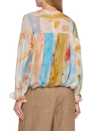 Back View - Click To Enlarge - ULLA JOHNSON - Long Sleeve Pleated Silk Blouse