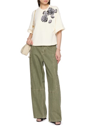 Figure View - Click To Enlarge - ULLA JOHNSON - Cover Flower Embroidered Cotton Top