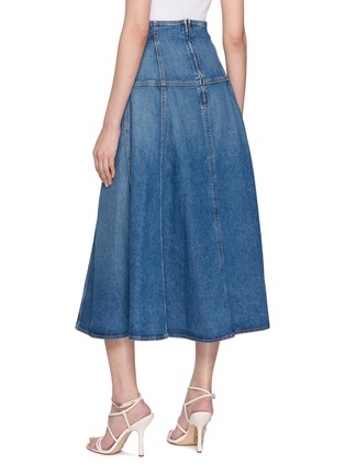 Back View - Click To Enlarge - ULLA JOHNSON - Brigette Medium Wash Denim Midi Skirt