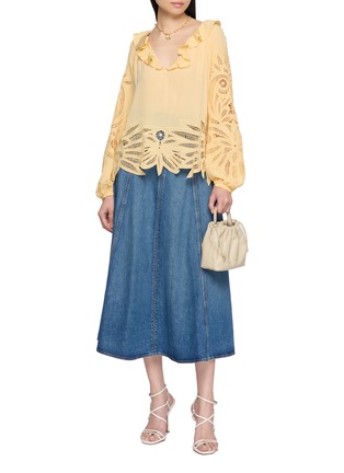 Figure View - Click To Enlarge - ULLA JOHNSON - Brigette Medium Wash Denim Midi Skirt