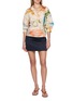 Figure View - Click To Enlarge - ULLA JOHNSON - Long Sleeve Abstract Print Draped Cotton Blouse