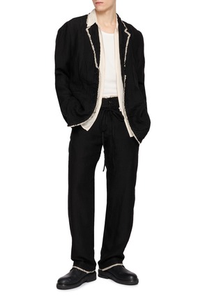 Figure View - Click To Enlarge - POST ARCHIVE FACTION - Drifter Single Drawstring Waistband Linen Trousers