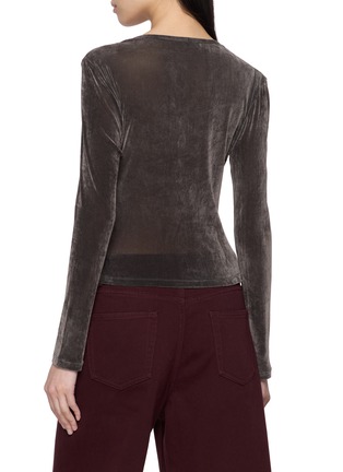 Back View - Click To Enlarge - MO&CO. - Button Up Velvet Top