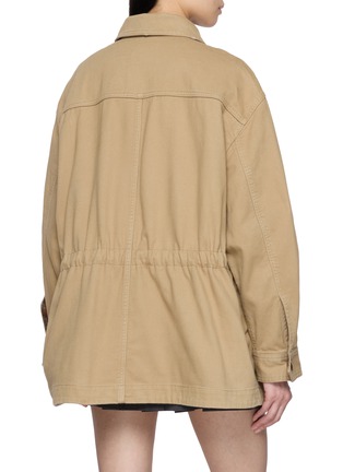 Back View - Click To Enlarge - MO&CO. - Drawstring Waist Button Up Cotton Jacket