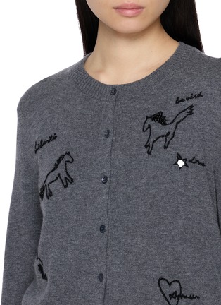  - MO&CO. - Horse Embroidered Wool Cashmere Cardigan