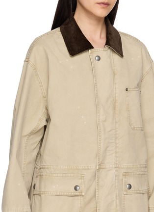  - NOIR - Corduroy Collar Light Wash Denim Jacket