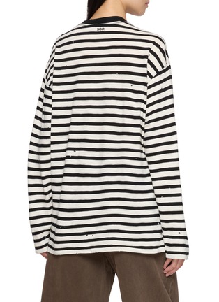 Back View - Click To Enlarge - NOIR - Long Sleeve Striped Crewneck T-Shirt