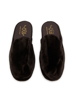 Figure View - Click To Enlarge - C.R.B. - Grosgrain Trim Velvet Cotton Slippers