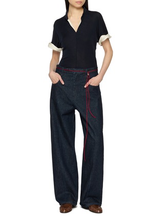 Figure View - Click To Enlarge - EDITION - Split Neck Wool Knit Top