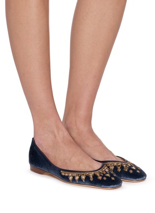 Figure View - Click To Enlarge - EMMA HOPE - Mirror Round Velvet Ballet Flats