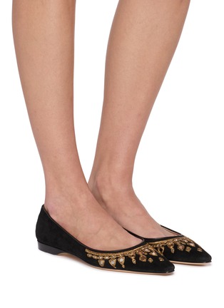 Figure View - Click To Enlarge - EMMA HOPE - Mirror Pointy Velvet Ballet Flats