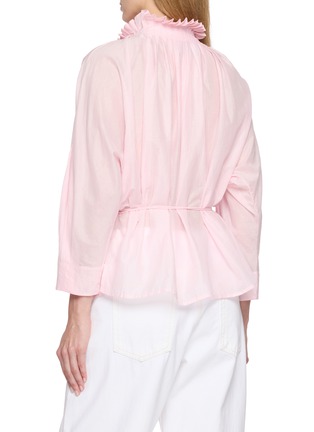 Back View - Click To Enlarge - MERLETTE - Shore Pleated Neck Self Tie Cotton Top