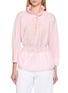 MERLETTE Shore Pleated Neck Self Tie Cotton Top