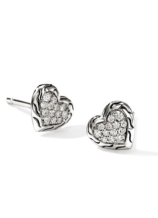 Detail View - Click To Enlarge - JOHN HARDY - JH Essentials Heart Sterling Silver Diamond Stud Earrings