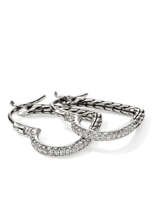 Detail View - Click To Enlarge - JOHN HARDY - JH Essentials Heart Sterling Silver Diamond Hoop Earrings