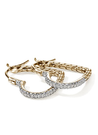 Detail View - Click To Enlarge - JOHN HARDY - JH Essentials Heart 14K Gold Diamond Hoop Earrings