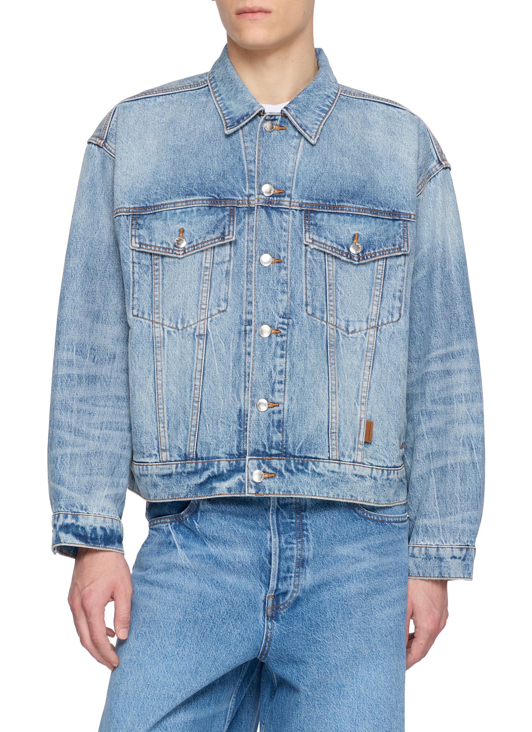 ALEXANDERWANG | Logo Distressed Cotton Denim Jacket | Men | Lane 