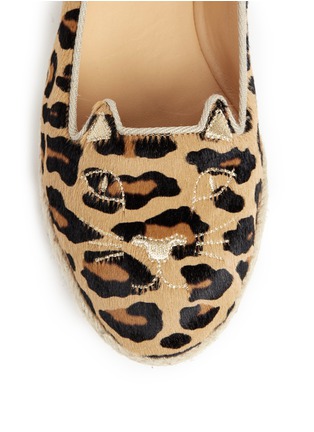 Detail View - Click To Enlarge - CHARLOTTE OLYMPIA - 'Capri Cats' leopard print pony hair flats