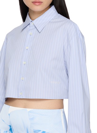  - WE11DONE - Cropped Striped Cutout Back Shirt