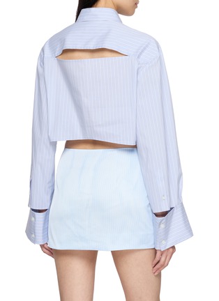 Back View - Click To Enlarge - WE11DONE - Cropped Striped Cutout Back Shirt