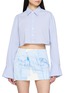 WE11DONE Cropped Striped Cutout Back Shirt