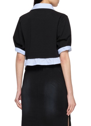 Back View - Click To Enlarge - WE11DONE - Striped Layered Cropped Polo Top