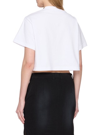 Back View - Click To Enlarge - WE11DONE - Textured Logo Cropped Cotton T-Shirt