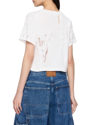 Back View - Click To Enlarge - WE11DONE - Cropped Distressed Necklace Print Knit Top
