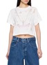 WE11DONE Cropped Distressed Necklace Print Knit Top