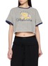 WE11DONE Cropped Bear Graphic Ringer Terry T-Shirt