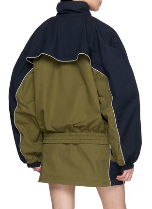 Back View - Click To Enlarge - WE11DONE - Colourblock Stand Collar Washed Cotton Track Jacket