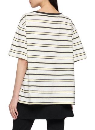 Back View - Click To Enlarge - WE11DONE - Rhinestone Logo Striped T-Shirt