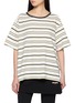 WE11DONE Rhinestone Logo Striped T-Shirt