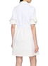 Back View - Click To Enlarge - WE11DONE - Layered Turn-Up Cuff Tie Cotton Shirt Dress