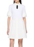 WE11DONE Layered Turn-Up Cuff Tie Cotton Shirt Dress