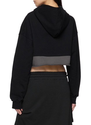 Back View - Click To Enlarge - WE11DONE - Cropped Double Layer Cotton Hoodie