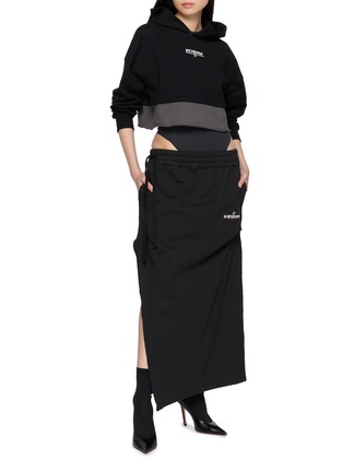 Figure View - Click To Enlarge - WE11DONE - Cropped Double Layer Cotton Hoodie
